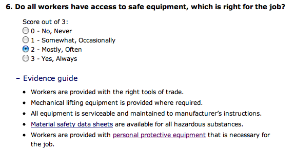 safety assessment question and evidence guide